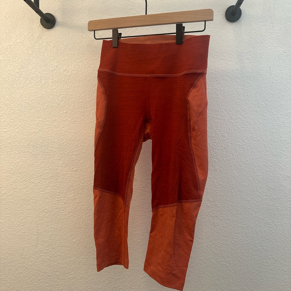 Outdoor Voices 3/4 Length Leggings Orange Rust Red